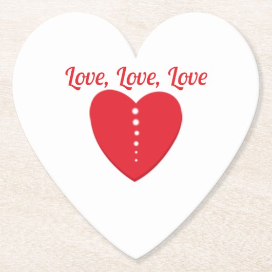 ラブコースター赤いハート&ドット ペーパーコースター (正面)