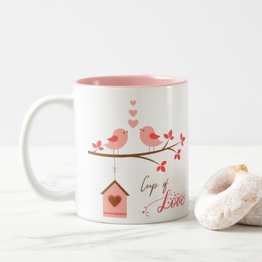 ラブコーヒーマグ – すべての一口を大切にする ツートーンマグカップ (ドーナツ)