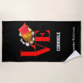 ラブコーンホールスパーソナライズされたポーツ ビーチタオル (正面)