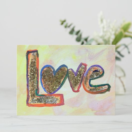 ラブゴールデンパステル招待状またはアナウンスメント 招待状 (スタンド正面)