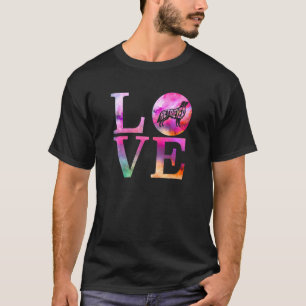 ラブゴールデンレトリバー犬カラフルピンク紫カット Tシャツ