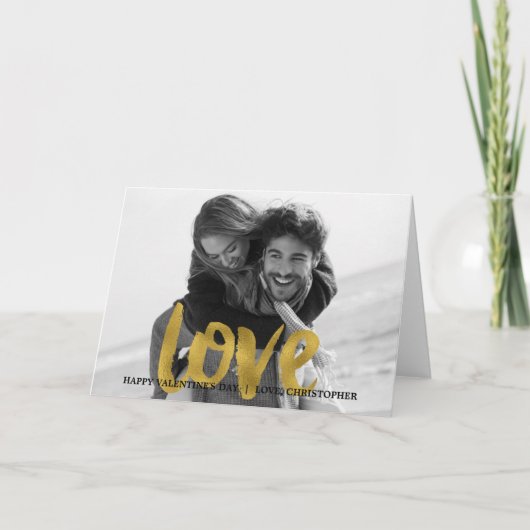 ラブゴールドフォイルのバレンタインデーのフォトカード シーズンカード (正面)