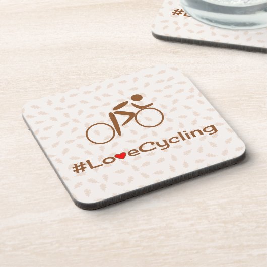 ラブサイクリングピクトグラムのスローガン茶 コースター (左側)