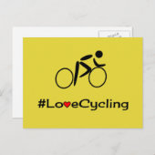 ラブサイクリング絵文字イエローハガキ ポストカード (正面/裏面)
