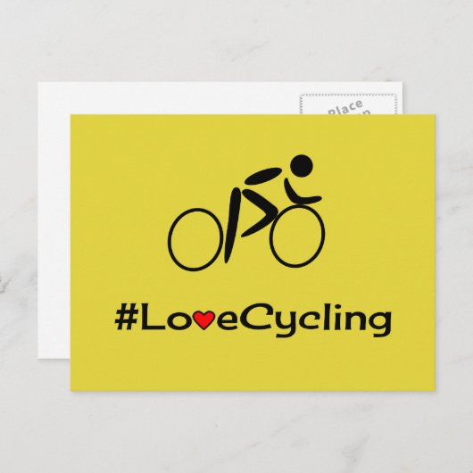 ラブサイクリング絵文字イエローハガキ ポストカード (正面/裏面)