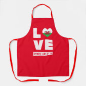 ラブサイムアムビツウェールズ国旗Welshルーツヴィンテージ エプロン (正面)