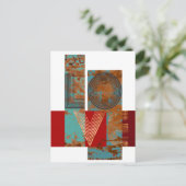 ラブサインさびたレトロデザインホワイト ポストカード (スタンド正面)