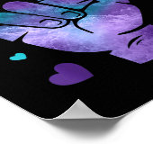 ラブサインティール（緑がかった色）&amp；紫リボン自殺を防止 ポスター (角)