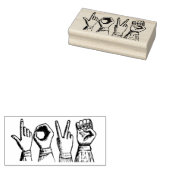 ラブサインランゲージヴィンテージエッチングレトロ手 ラバースタンプ (押印)