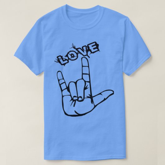 ラブサイン言語12 Tシャツ (デザイン正面)