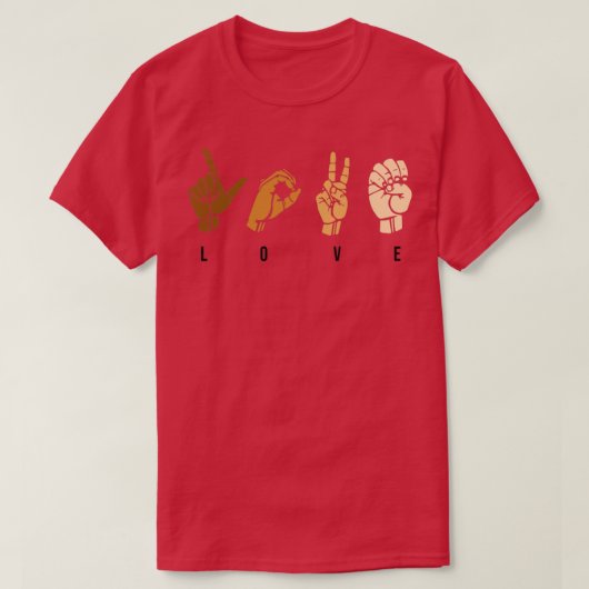 ラブサイン言語15 Tシャツ (デザイン正面)