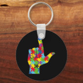 ラブサイン 自閉症 Awareness 支援 キーホルダー (正面)