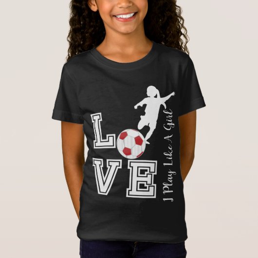 ラブサッカー遊 – 女の子が好き – 赤 Tシャツ (正面)