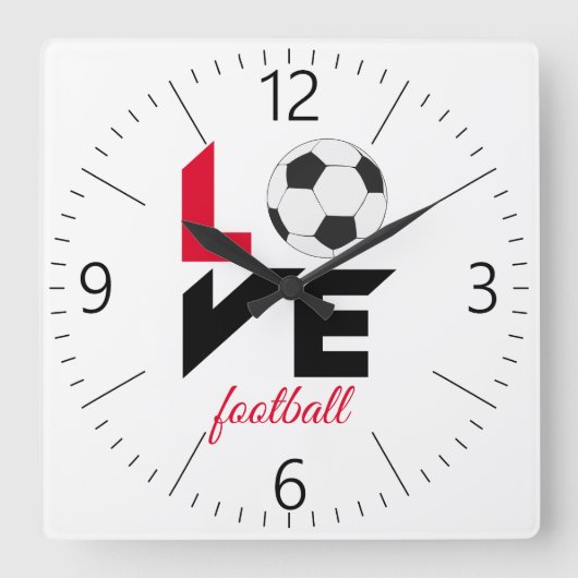 ラブサッカー スクエア壁時計 (正面)