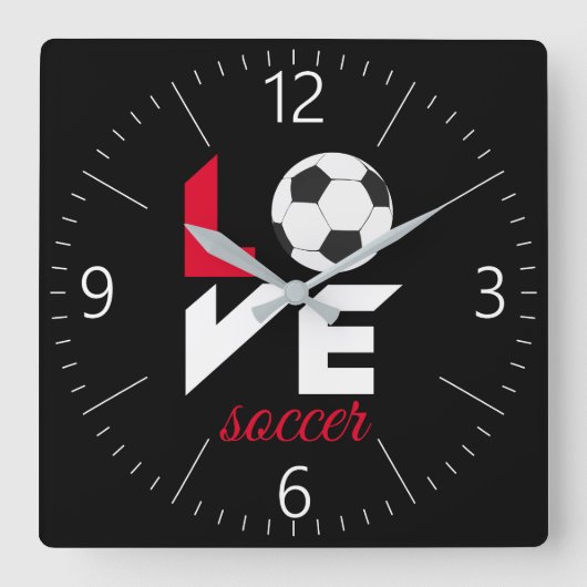 ラブサッカー スクエア壁時計 (正面)