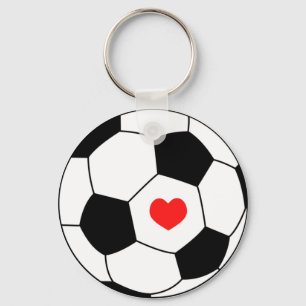 ラブサッカー – スポーツボールとハート キーホルダー