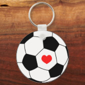 ラブサッカー – スポーツボールとハート キーホルダー (正面)