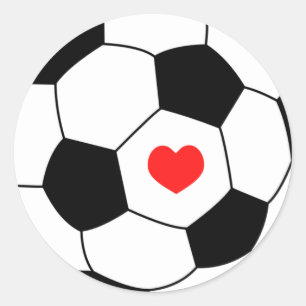 ラブサッカー – スポーツボールとハート ラウンドシール