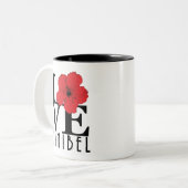 ラブサニベルフロリダレッドハイビスカス111oz ツートーンマグカップ (正面左)