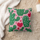 ラブサボテンのパターン クッション (ブランケット)