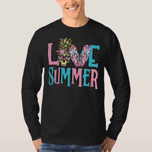ラブサマーパイナップルスカルスイカ夏Fru Tシャツ (正面)