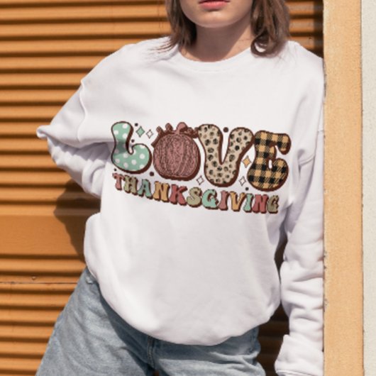 ラブサンクスギビングレトロ、秋ファミリーサンクスギビング スウェットシャツ