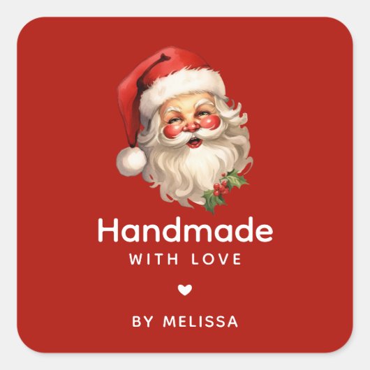 ラブサンタクロースで手作りレトロクリスマス スクエアシール (正面)