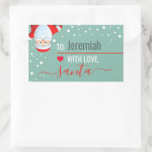 "ラブサンタ"セージ緑のカスタムホリデーギフト 長方形シール (バッグ)