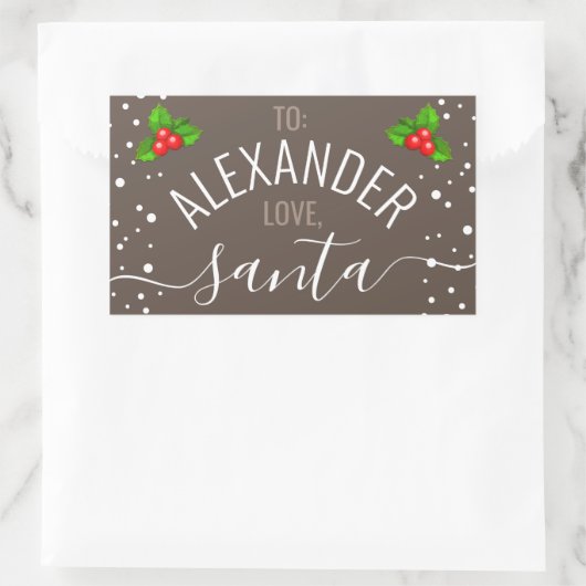 "ラブサンタ"名前をカスタムするタウペホリデイ 長方形シール (バッグ)