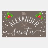 "ラブサンタ"名前をカスタムするタウペホリデイ 長方形シール (正面)