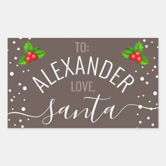 "ラブサンタ"名前をカスタムするタウペホリデイ 長方形シール (正面)