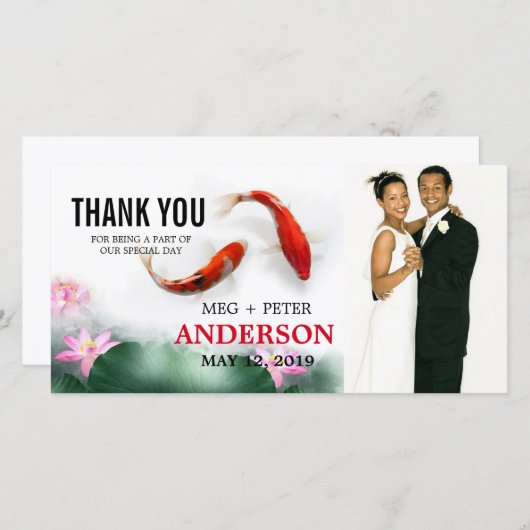 ラブサークル | ロータスコイ結婚の写真ありがとう サンキューカード (正面/裏面)