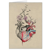 ラブサーレアル解剖学的ハート花ヴィンテージカード (正面)