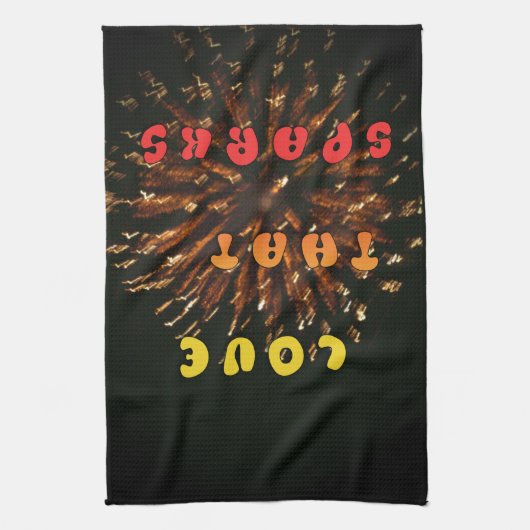 ラブザスパークス抽象芸術アートデザインプリント キッチンタオル (縦)