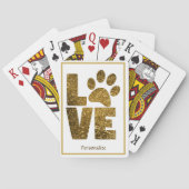 ラブザペットポーズ金ゴールドパーソナライズされたグリッター トランプ (裏面)