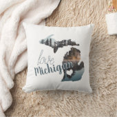 ラブザホーム州オブミシガンシルエット クッション (ブランケット)