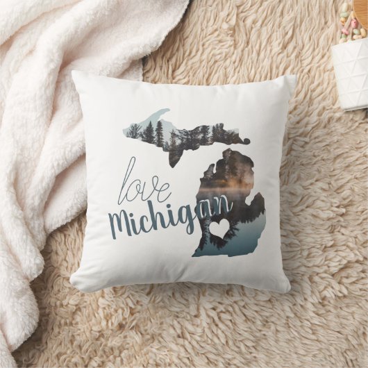 ラブザホーム州オブミシガンシルエット クッション (ブランケット)