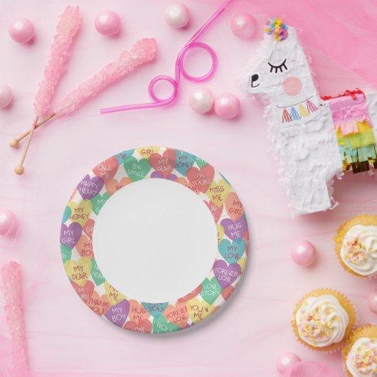 ラブシェイプの背景 ペーパープレート (パーティー)