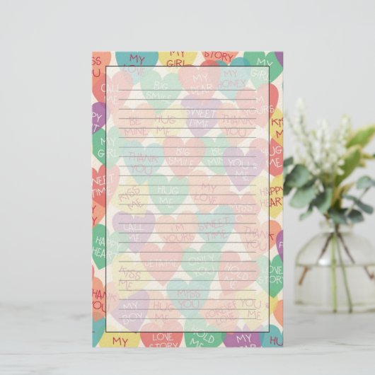 ラブシェイプの背景 便箋 (スタンド正面)