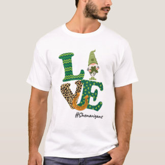 ラブシェナニガンラッキーレオパード格言St patricksD Tシャツ