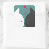 ラブシシンプルュッカーにロマンチックな猫 スクエアシール (バッグ)