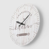 ラブシックホワイトグレーウッモダンドキッチンで作られる ラージ壁時計 (傾斜)