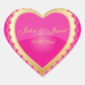 ラブシャイエレガントーピンク金ゴールドジュエルハート ハートシール (正面)