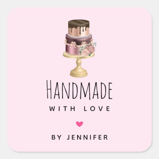 ラブシャイニーなグラームパーティーケーキで手作り スクエアシール (正面)