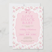 ラブシャックバラフローラみすぼらしいシックな赤ちゃんシャワー 招待状 (正面)