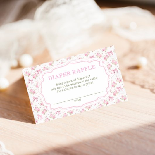 ラブシャックピンク赤ちゃんシャワーおむつラッフルチケット エンクロージャーカード