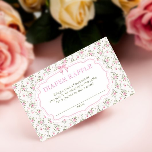 ラブシャックピンク赤ちゃんシャワーおむつラッフルチケット エンクロージャーカード