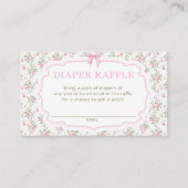 ラブシャックピンク赤ちゃんシャワーおむつラッフルチケット エンクロージャーカード (正面)