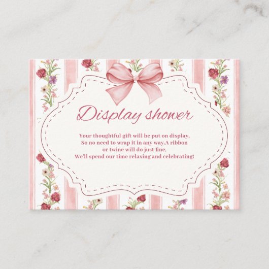 ラブシャックフィアンスピンクボウブライダルディスプレイシャワー エンクロージャーカード (正面)