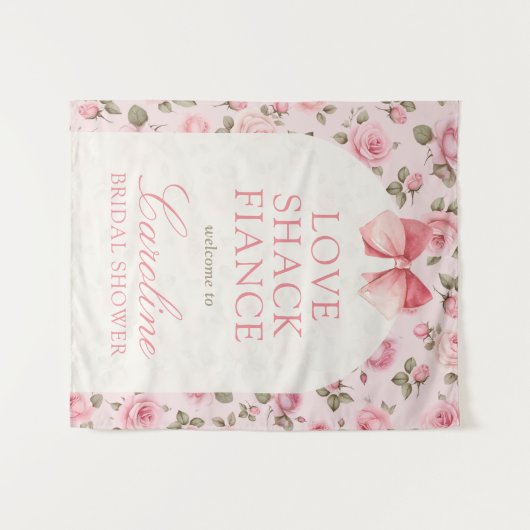 ラブシャックフィアンスブライダルシャワーウェルカムサイン タペストリー (正面(横))